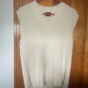 Massimo Dutti Cream V-Neck Sweater Vest